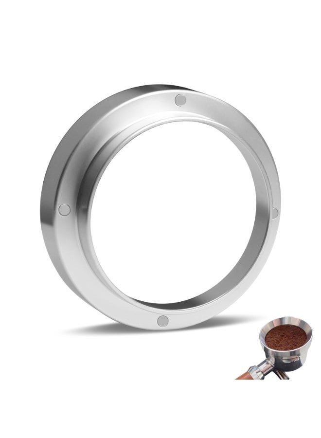شابية قمع جرعات الإسبريسو المغناطيسي مقاس 58 مم، حلقة جرعات خفيفة الوزن لآلة القهوة مع 4 مغناطيسات، متوافق مع قمع جرعات الإسبريسو بالفلتر (فضي) - Image 1