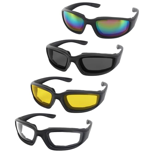 surpassme 4 Pair Motorcycle Riding Glasses Padding Goggles UV Protection Dustproof Windproof Motorcycle Sunglasses for Outdoor Actives - Image 1