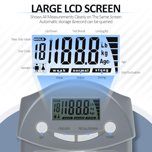 KYTO Grip Strength Tester, Hand Grip Dynamometer, Electronic Hand Grip Strength Tester Grip Strengthener Hand Exerciser Meter Digital Hand Grip Training Gauge 220 Lbs / 99 Kgs for Sports, School, Office and Home Use - Image 3