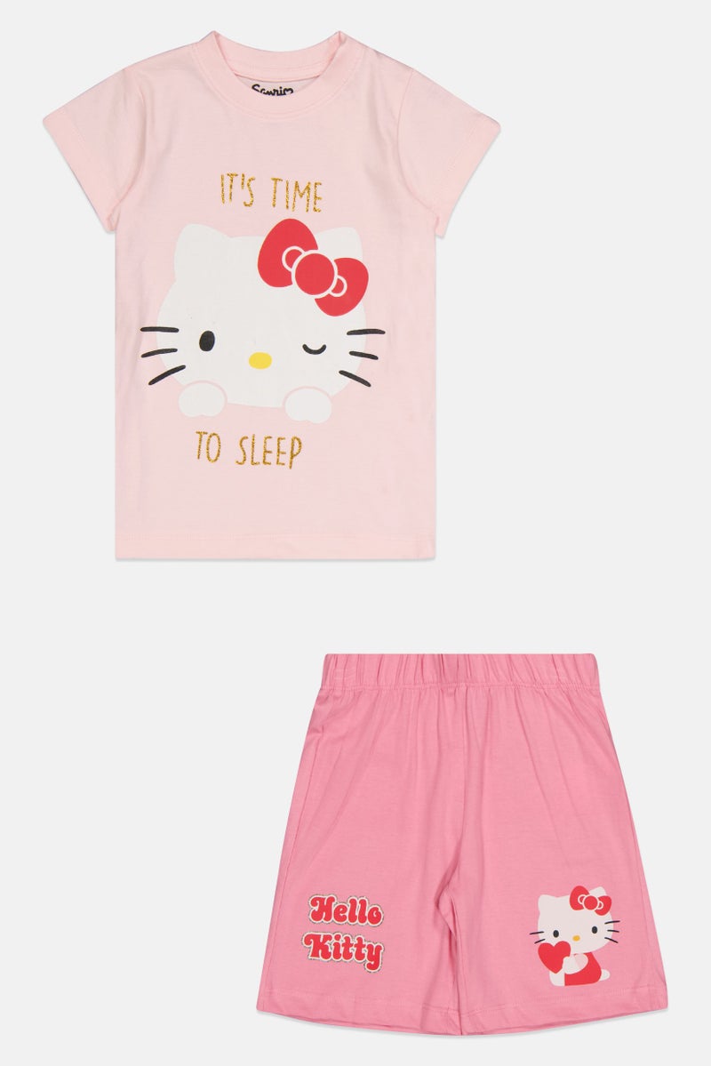 Sanrio Hello Kitty by Sanrio Toddlers Girl 2 Pieces Graphic Print Top And Shorts Set, Pink - Image 1