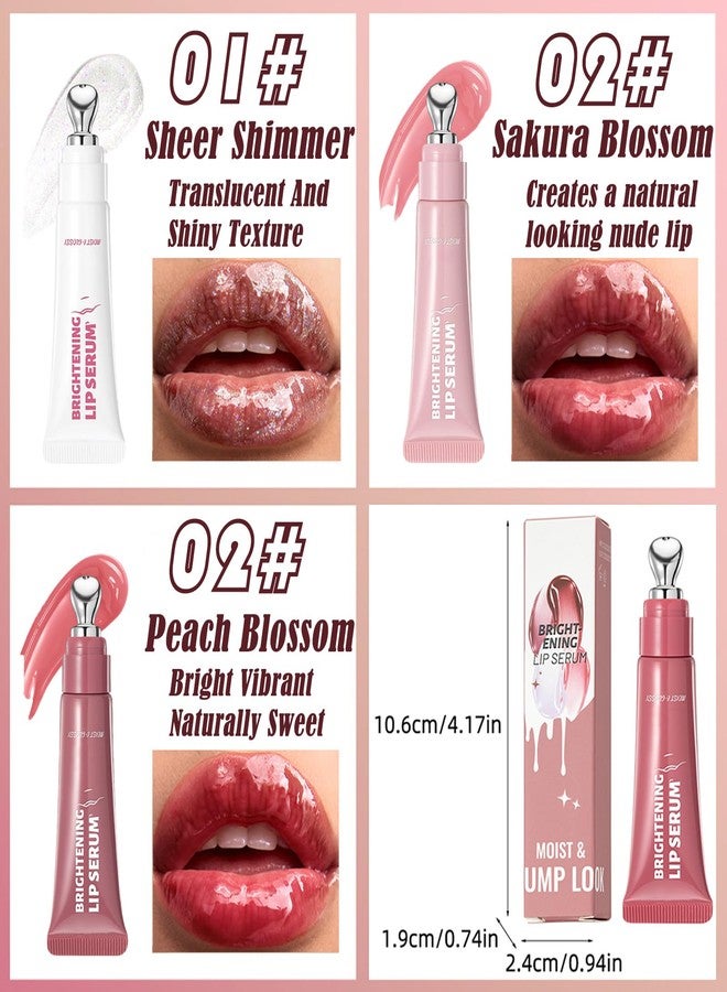 KTouler 3Pcs Peptide Lip Gloss Serum Set,Brightening Hydrating Pink Red Shimmer Clear Lip Gloss for Women,Glossy Finish - Image 3