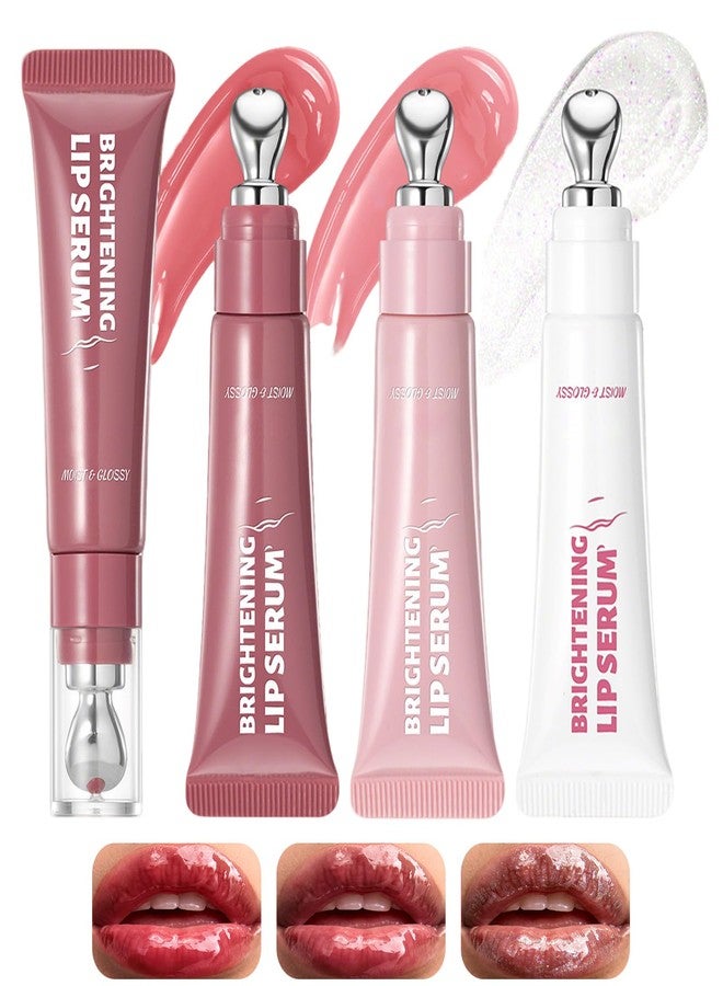 KTouler 3Pcs Peptide Lip Gloss Serum Set,Brightening Hydrating Pink Red Shimmer Clear Lip Gloss for Women,Glossy Finish - Image 1