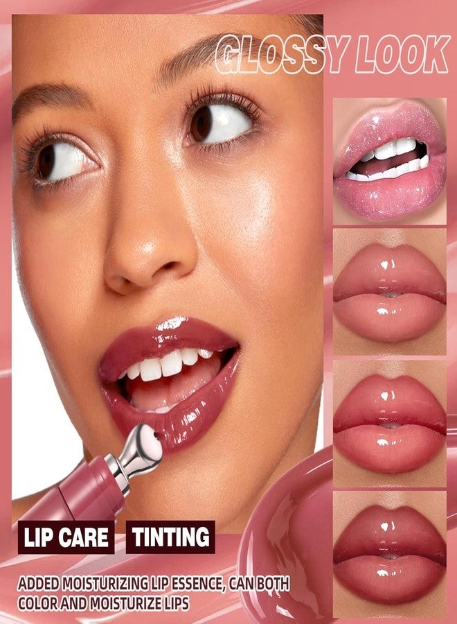 KTouler 3Pcs Peptide Lip Gloss Serum Set,Brightening Hydrating Pink Red Shimmer Clear Lip Gloss for Women,Glossy Finish - Image 2