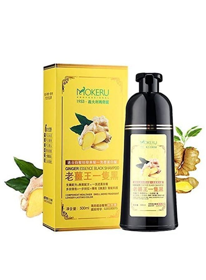 maani MOKERU GINGER BLACK Professional Oil Hair Dye Color Shampoo 500 ML: Instant Fast Acting Long Lasting Hair Color Shampoo for Gray Hair Magic Hair Dye Shampoo Colors Hair in Minutes–Long Lasting - Image 1