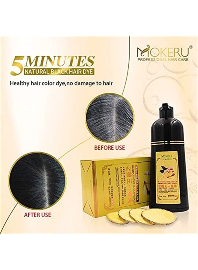 maani MOKERU GINGER BLACK Professional Oil Hair Dye Color Shampoo 500 ML: Instant Fast Acting Long Lasting Hair Color Shampoo for Gray Hair Magic Hair Dye Shampoo Colors Hair in Minutes–Long Lasting - Image 4
