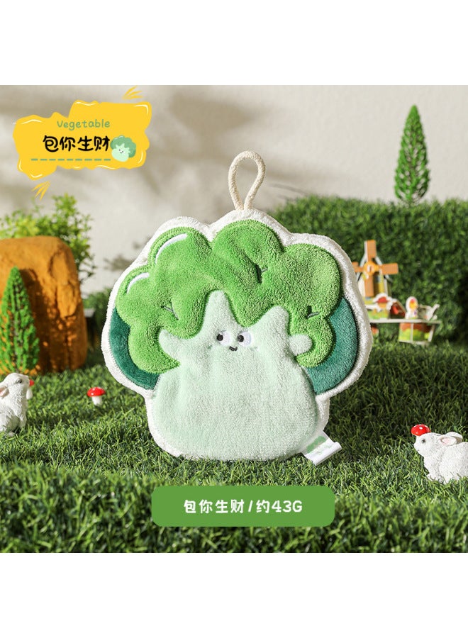 Pastoral Style Vegetable Series Coral Fleece Hand Towel Three-layer Thickened Absorbent Quick-drying Towel Kitchen Bathroom Dual-use Towel