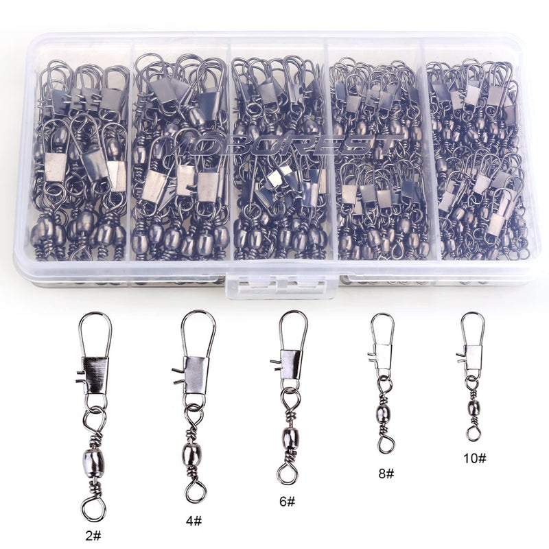 MOBOREST 200PCS Barrel Snap Swivel Fishing Accessories, Premium Fishing Gear Equipment with Ball Bearing Swivels Snaps Connector for Quick Connect Fishing Lures - Image 2