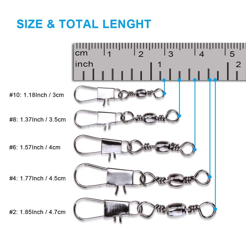 MOBOREST 200PCS Barrel Snap Swivel Fishing Accessories, Premium Fishing Gear Equipment with Ball Bearing Swivels Snaps Connector for Quick Connect Fishing Lures - Image 5