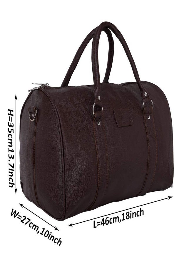 Leather World Duffle Bag for Travel with Shoe Compartment for Men and Women Made of Textured Leatherette with Detachable Shoulder Strap Cabin Bag (Brown) - Image 3