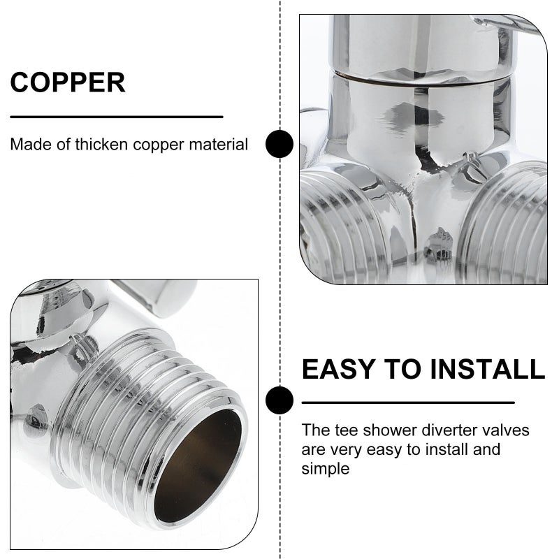 1pc Tee Shower Arm Diverter Valves Copper Diverter Valves for Bathroom - Image 4