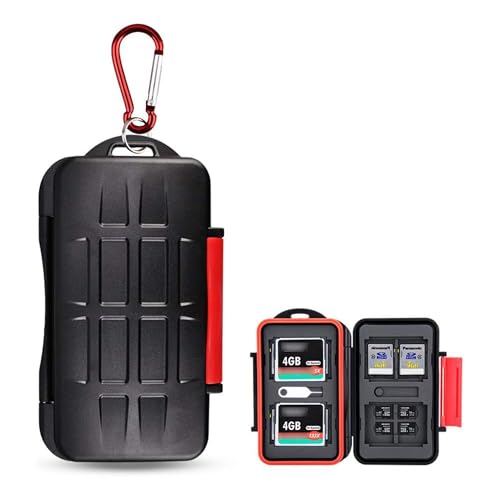 Kiorafoto 28 Slots : 16 TF + 8 SD + 4 CF Memory Card Holder Case Storage Protector Wallet For TF MSD Micro SD SD SDHC SDXC SDUC CF Compact Flash Memory Cards With Carabiner + Card Tray Removal Pin Key - Image 1