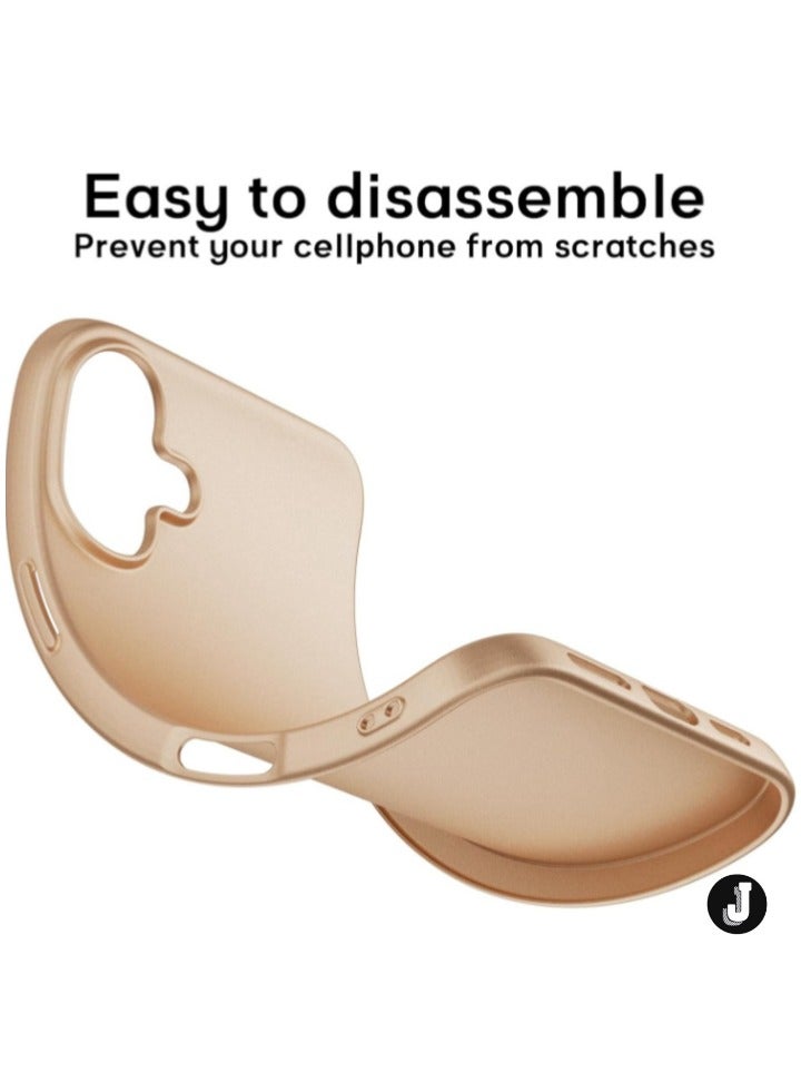 JAJEEK "iPhone 16 Gold Case – Ultra-Thin Matte Cover with Camera Lens and Screen Protectors, Light Soft Touch, Shockproof Design" - Image 5