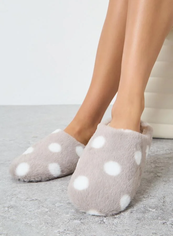 ستايلي شبشب منزلي مبطن بطبعة نقاط