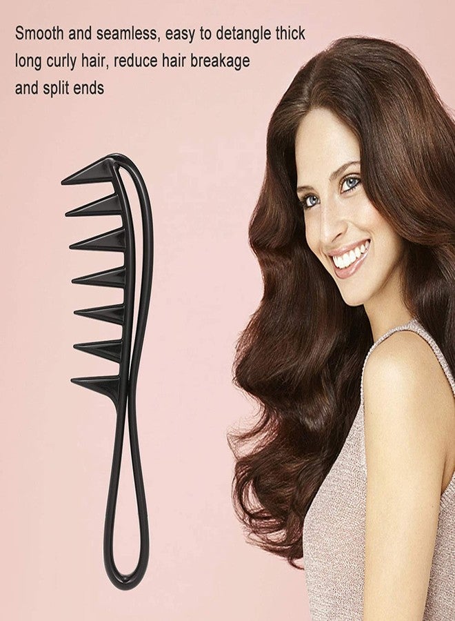 YBN Wide Tooth Detangling Comb for Curly Hair 2 Pcs, Black, Gentle Scalp Massage Design with Comfortable Handle Wide Tooth Shark Comb Detangler Curly Hair Hairdressing Pack of 2 - Image 4
