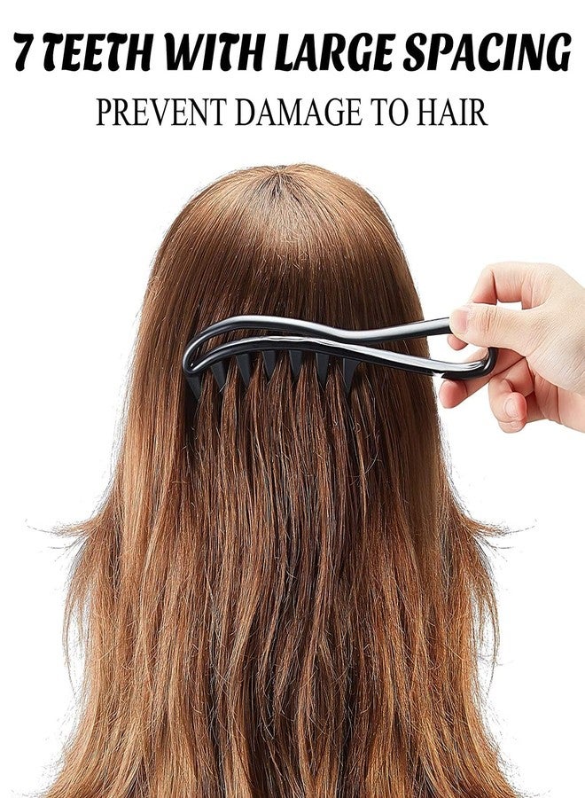 YBN Wide Tooth Detangling Comb for Curly Hair 2 Pcs, Black, Gentle Scalp Massage Design with Comfortable Handle Wide Tooth Shark Comb Detangler Curly Hair Hairdressing Pack of 2 - Image 5