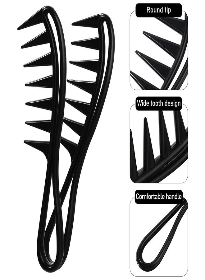 YBN Wide Tooth Detangling Comb for Curly Hair 2 Pcs, Black, Gentle Scalp Massage Design with Comfortable Handle Wide Tooth Shark Comb Detangler Curly Hair Hairdressing Pack of 2 - Image 2