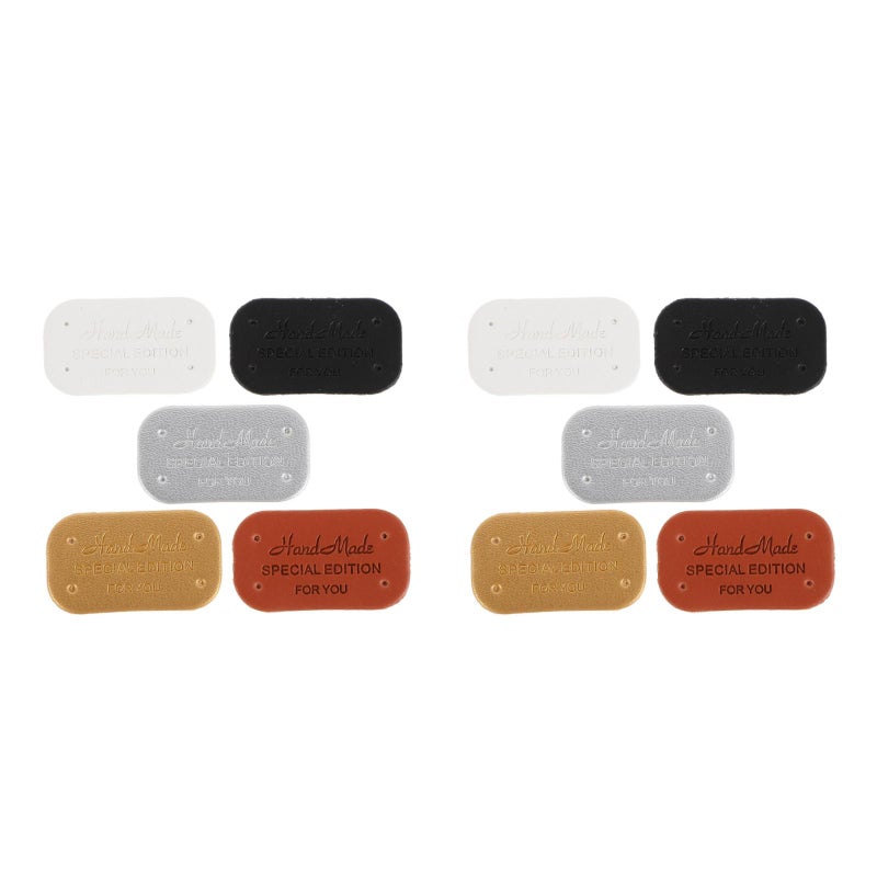 200 pcs Handmade Embossed Round Corner Fake Leather Tags For Jeans Diy Bags Clothing Hats Scarves Sewing Labels For Handmade Items - Image 1
