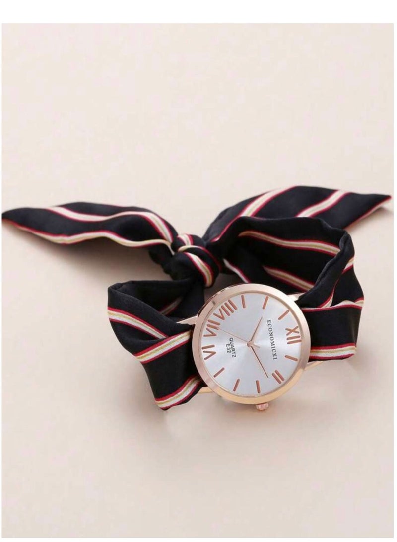 ECONOMICXI Casual Watch For Women With Colored Fabric Strap - Image 2