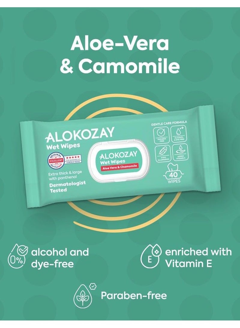 Alokozay Baby Wet Wipes Aloe-Vera And  Camomile 12 x 20 Wipes - Image 2