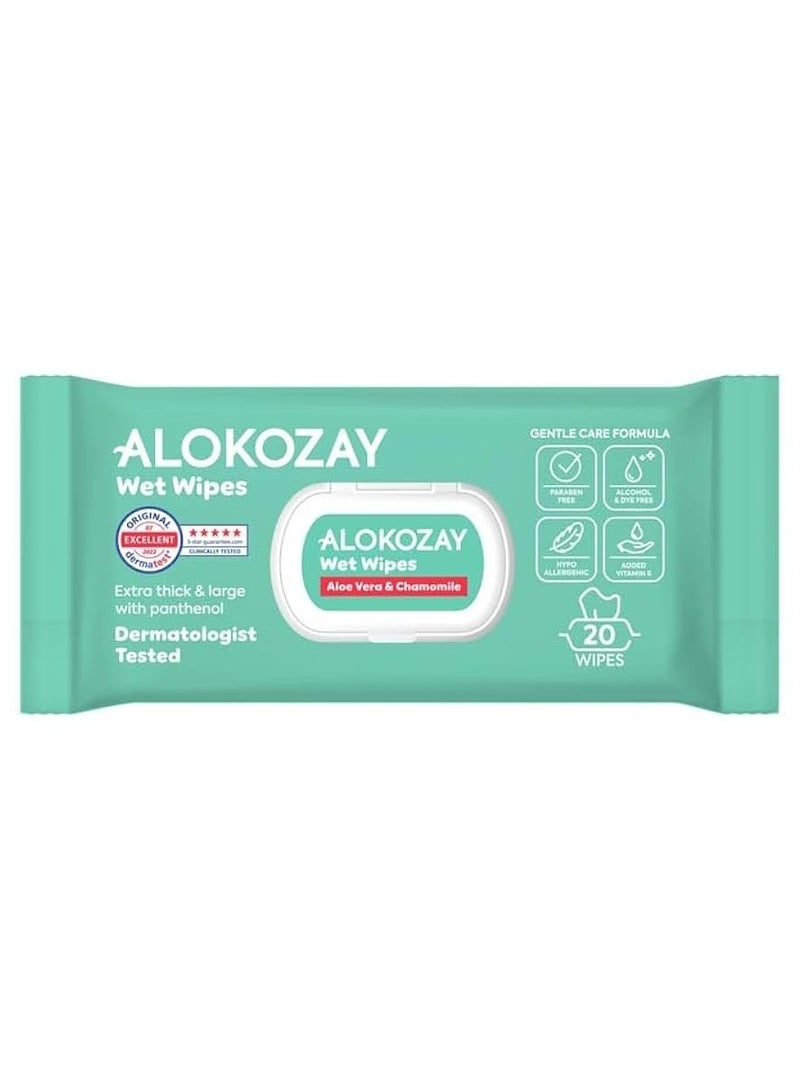 Alokozay Baby Wet Wipes Aloe-Vera And  Camomile 12 x 20 Wipes - Image 1