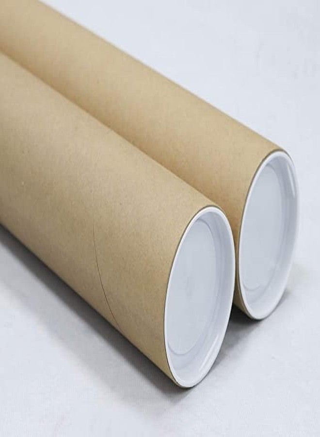 SEJASCOLLECTIONS [ Pack of 2 Cardboard Mailing Tube Ideal for Shipping, Art and Craft, DIY, Brown Packing 23 Inch Long and 2.5 Inch Diameter (With Black Plastic lids) - Image 1