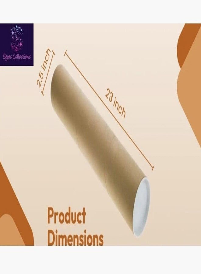 SEJASCOLLECTIONS [ Pack of 2 Cardboard Mailing Tube Ideal for Shipping, Art and Craft, DIY, Brown Packing 23 Inch Long and 2.5 Inch Diameter (With Black Plastic lids) - Image 4