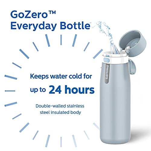 PHILIPS Water Bottle with Filter, Filter Water Bottle Stainless Steel with GoZero Everyday BPA-Free Tap Water Filter, Water Filter Bottle Keep Drink Cold 24 Hours, 3 Filters for 120 gal / 6 Months - Image 5