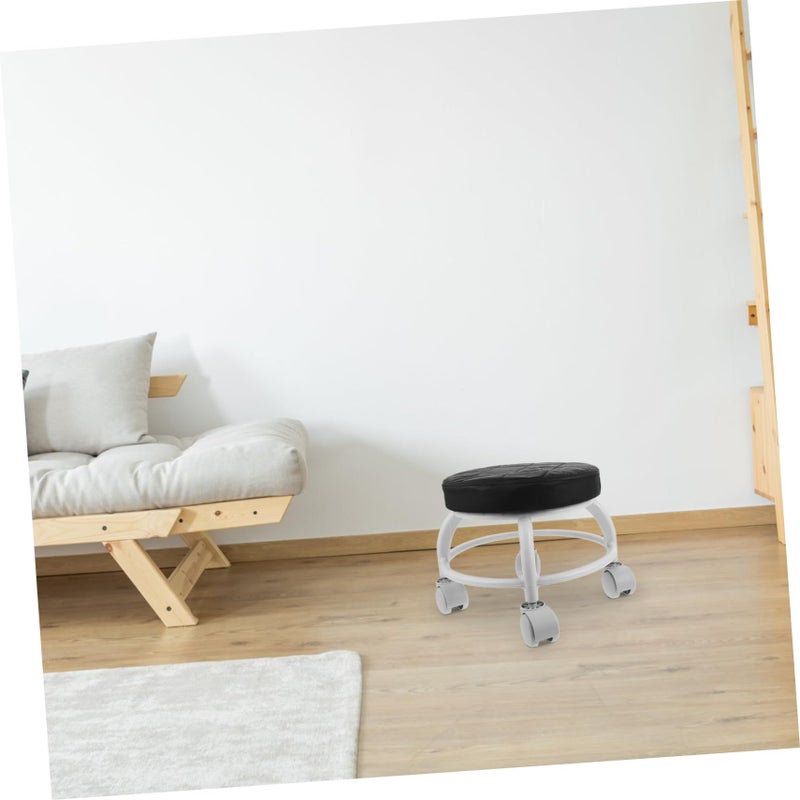 Ergonomic Pedicure Stool With Swivel Wheels Black For Nail Salon - Image 3