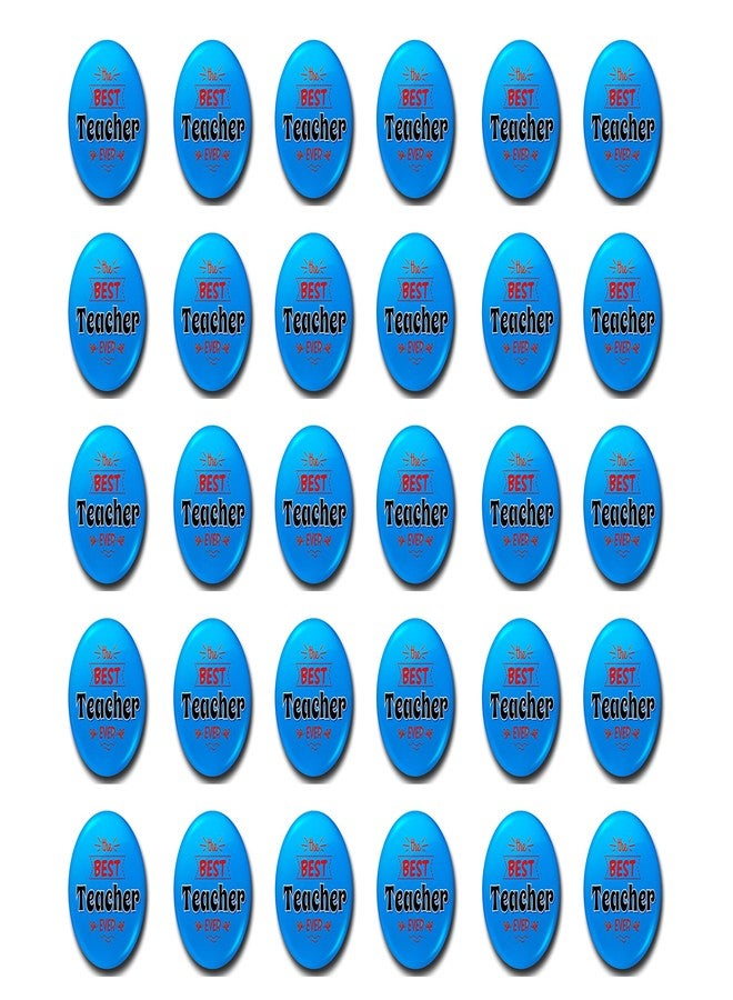 Hubops شارة "أفضل معلم على الإطلاق" من هوبوبس، شارة دائرية على شكل دبوس، مناسبة ليوم المعلم السعيد والمناسبات المدرسية الأخرى (عبوة من 30 قطعة، 58 مم) - Image 1