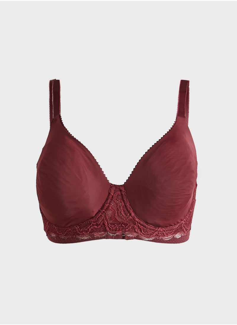 Dorina - Lace Trim Plunge Bra - Image 1