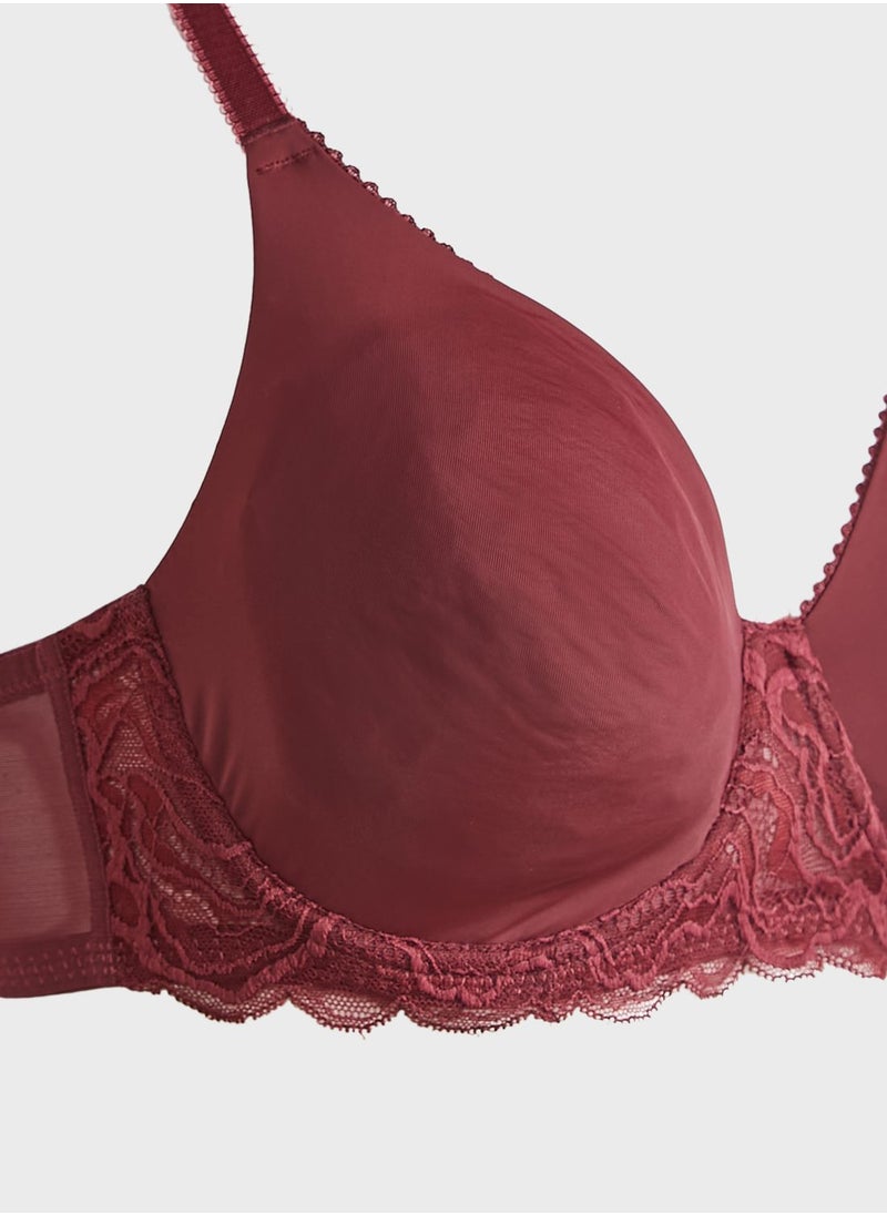 Dorina - Lace Trim Plunge Bra - Image 1