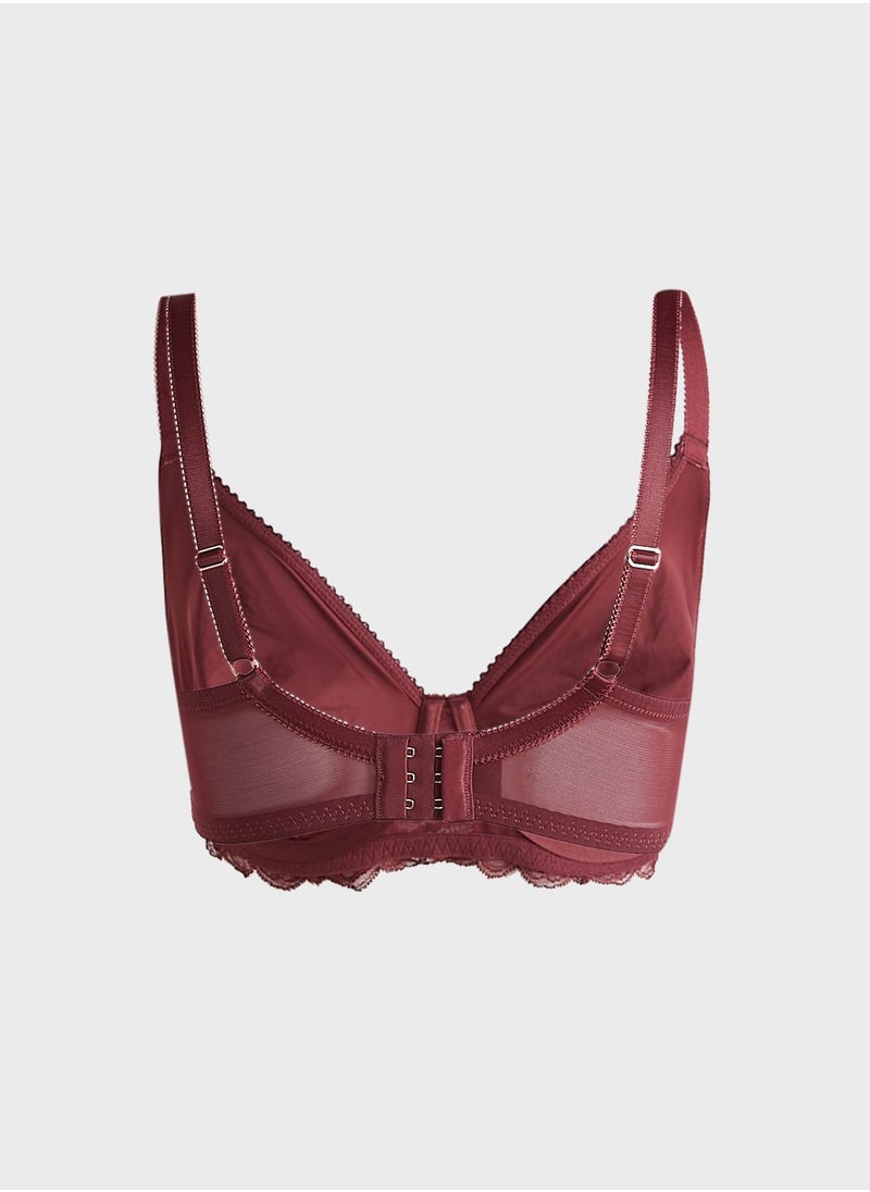 Dorina - Lace Trim Plunge Bra - Image 1
