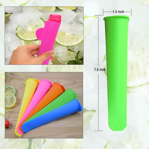 Wpunwen Silicone Ice Pop Mold Wpunwen Popsicle Molds with Lids 6 Pcs Silicone Popsicle Molds Reusable Popsicle Tubes with Clean Brush Durable Pure Color - Image 3