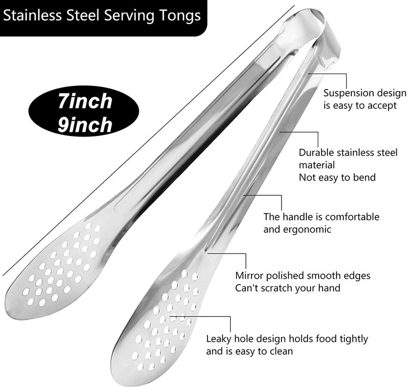 Dmoera 6 Pack Buffet Tongs,Stainless Steel Serving Tongs Serving Utensils 7Inch - Image 2