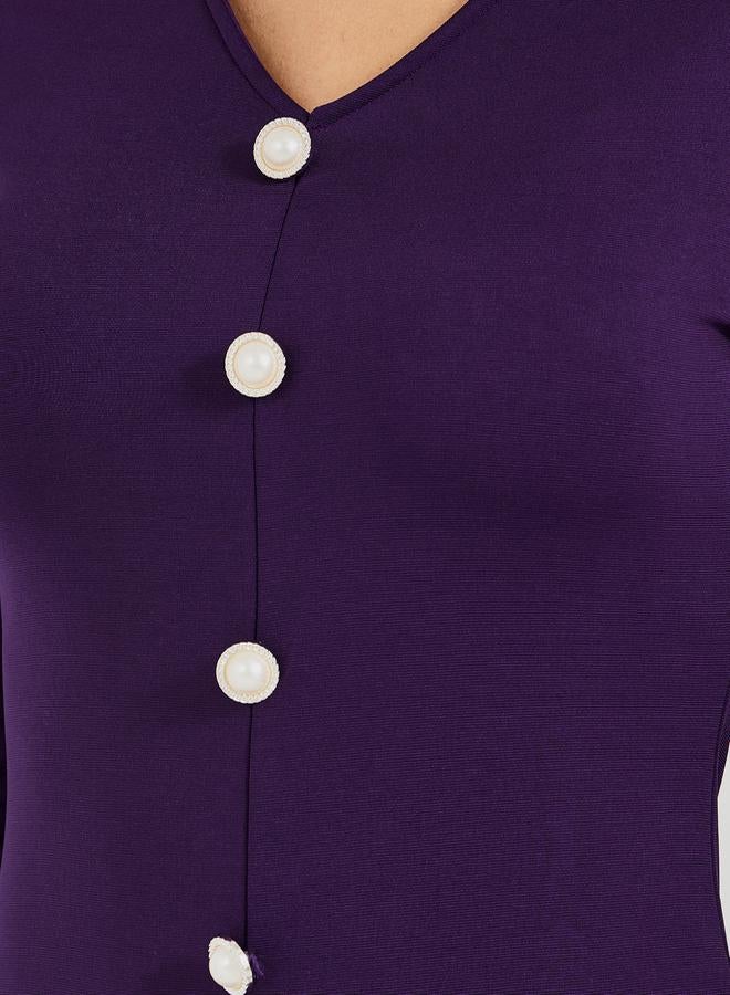 ستايلي فستان ميدي ضيق بنمط كتل الالوان - Image 3