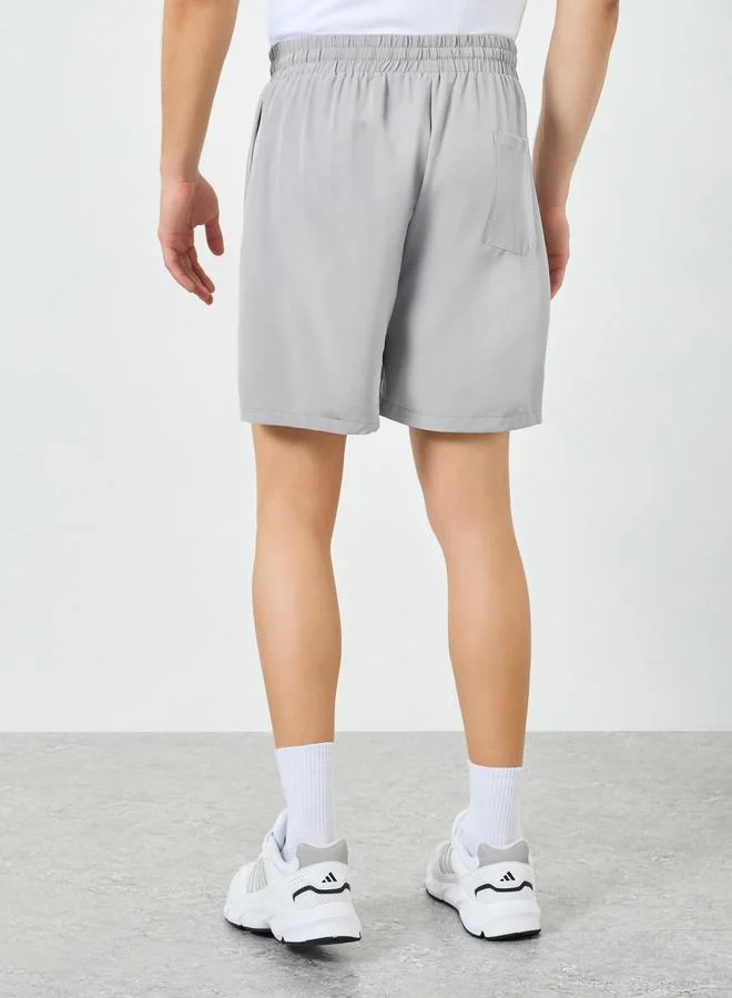 Styli Active Grey Men Regular Fit Shorts with Zip Pocket for Men | Best Price UAE