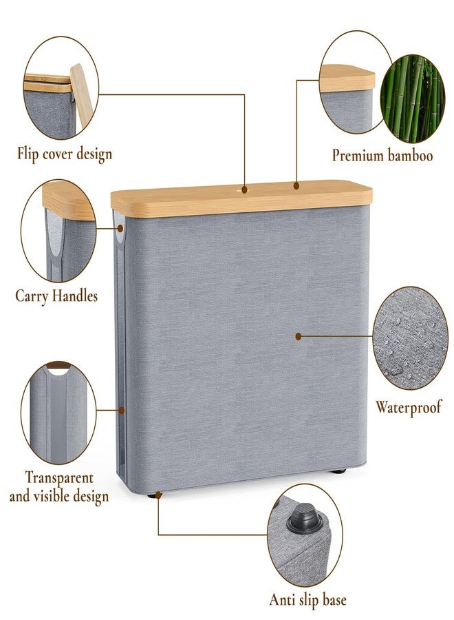 JOLLYIN Toilet Paper Storage Basket with Bamboo Lid, Toilet Paper Holder with Storage for up to 9-12 Rolls, Free Standing Bathroom Storage Organizers with Non-Slip Bottom, 1 Pack, Grey - Image 4