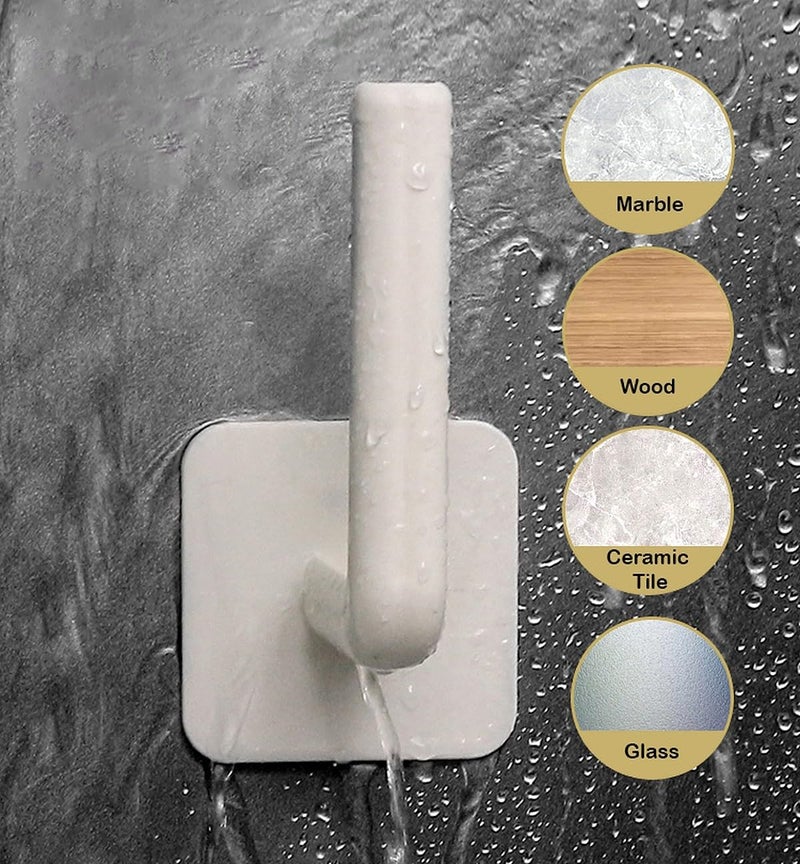 wolpin Stainless Steel Self Adhesive Wall Hooks Waterproof Big Adhesive Heavy Duty Sticky Strong HooksHanging Capacity 10Kg MaxMultifunctional Home Storage White Pack Of 2 Pcs - Image 5