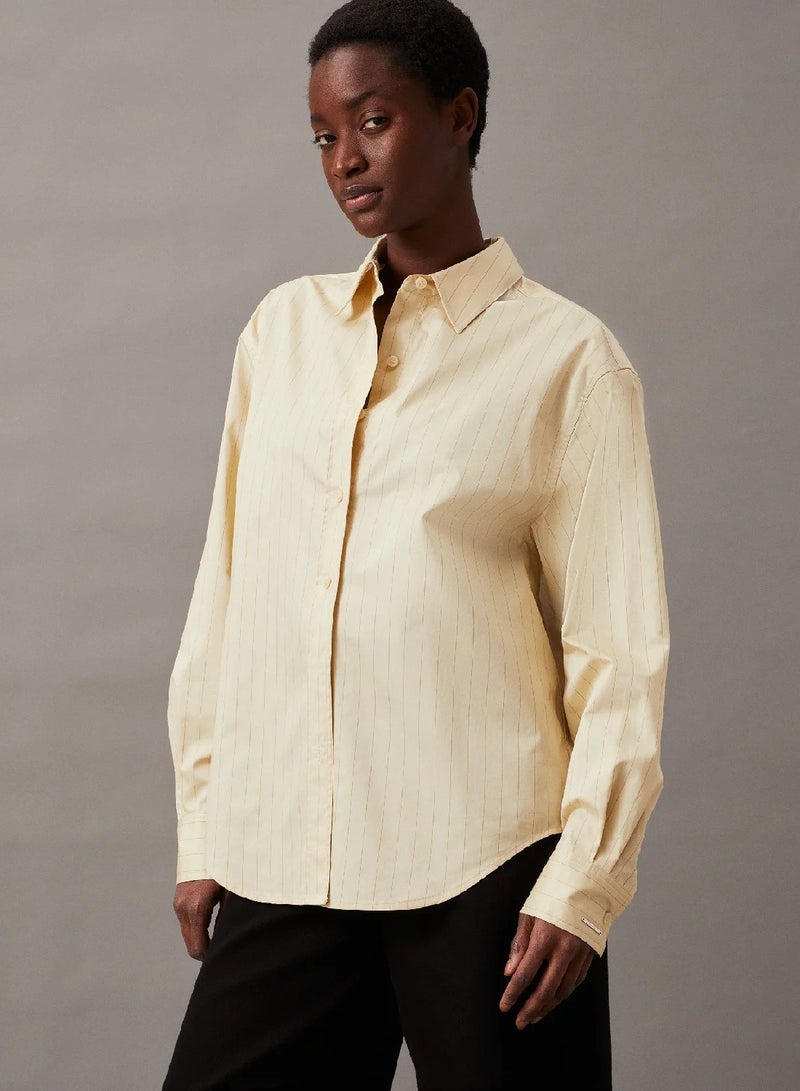 CALVIN KLEIN Relaxed Cotton Satin Shirt - Image 1