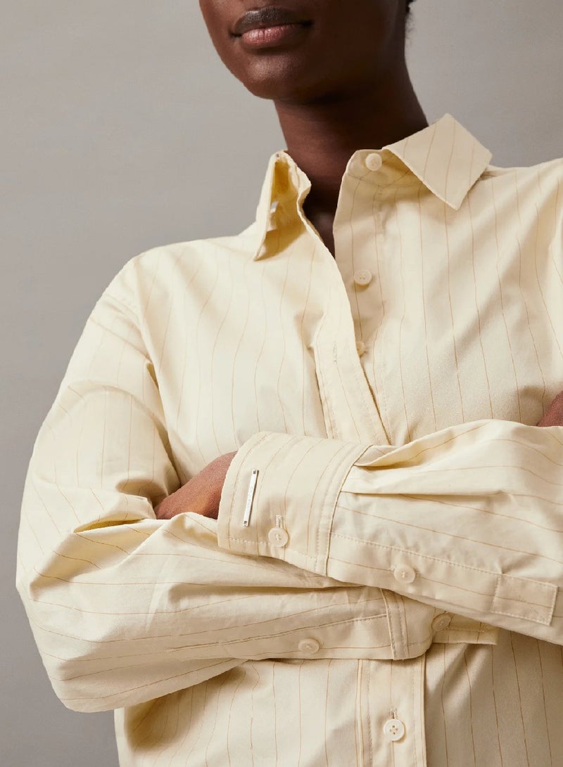 CALVIN KLEIN Relaxed Cotton Satin Shirt - Image 3