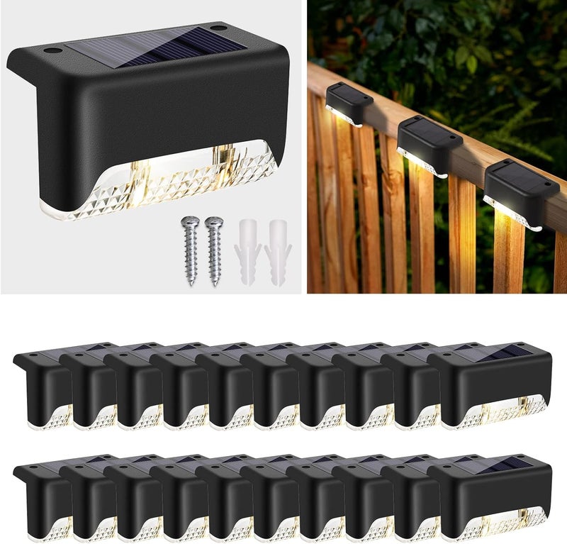 BRITSPEAR Plastic Waterproof LED Solar Powered Deck Stair Outdoor Light for Railing, Wall Garden,Pathway, Backyard, Patio, and Balcony Decoration (20) - Image 1