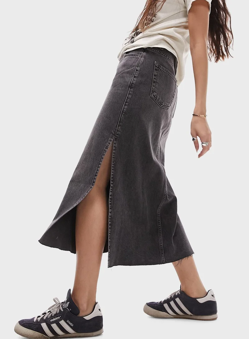 TOPSHOP Side Slit Midi Skirt