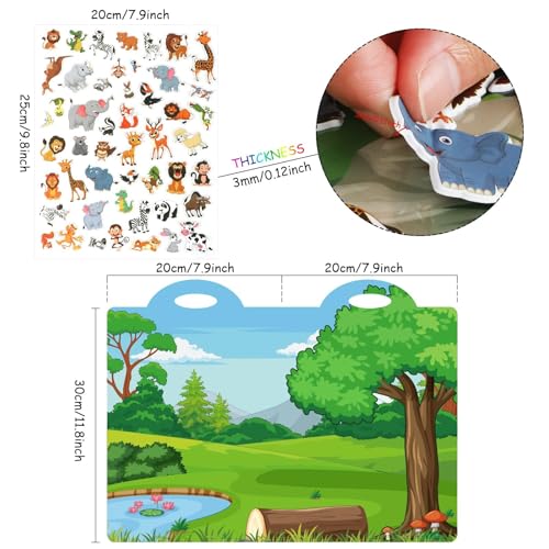 Tevxj 3D Jungle Animals Puffy Sticker Play Set Gifts Sticker Book Zoo Animals Window Clings Decals Home Airplane Classroom Nursery Safari Party Supplies Decorations Removable 100 Reusable Puffy Stickers - Image 5