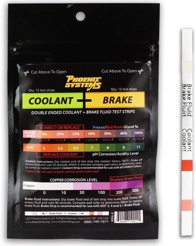 Phoenix Systems Double-Ended Brake Fluid + Coolant Test Strips - 15 Foil Wrapped Strips - Image 1