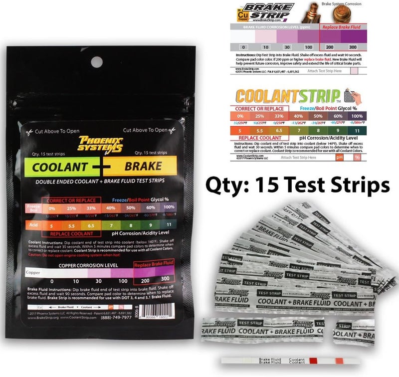 Phoenix Systems Double-Ended Brake Fluid + Coolant Test Strips - 15 Foil Wrapped Strips - Image 2