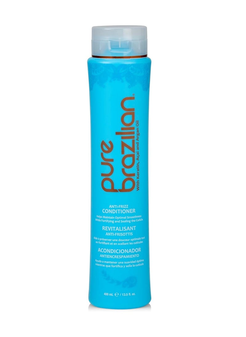 Pure Brazilian Pure Brazilian Anti-Frizz Daily Conditioner with Keratin & Acai, Smoothing & Strengthening for Shinier, Frizz-Free Hair, 13.5 Oz  - Image 1