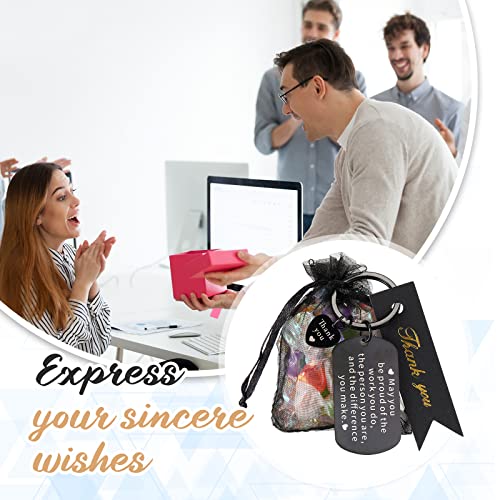 Yinkin 72 Pcs Employee Appreciation Gift Bulk for Coworker Christmas Thank You Gifts Keychains Organza Bags Thank You Cards(Black) - Image 3