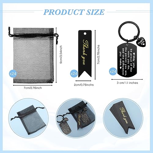 Yinkin 72 Pcs Employee Appreciation Gift Bulk for Coworker Christmas Thank You Gifts Keychains Organza Bags Thank You Cards(Black) - Image 2