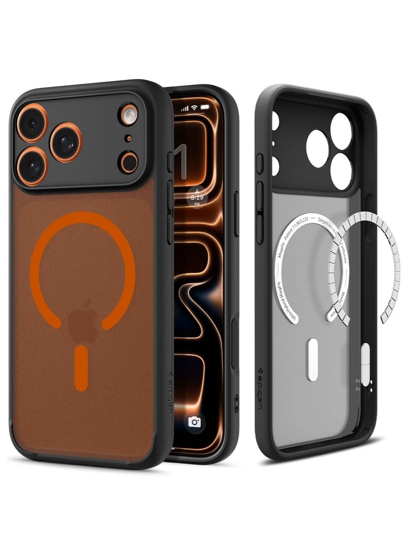 Spigen Ultra Hybrid MagFit iPhone 17 Pro Max Case Cover with MagSafe (2025) - Frost Black Orange - Image 1