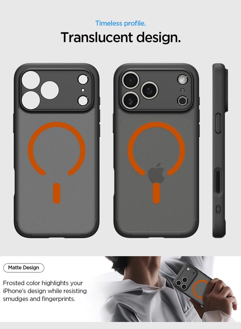 Spigen Ultra Hybrid MagFit iPhone 17 Pro Max Case Cover with MagSafe (2025) - Frost Black Orange - Image 4